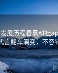 0923. 从发展历程看黑料社app下载官网代言翻车演变，不容错过