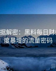 0384. 数据解密：黑料每日财务造假热度暴增的流量密码