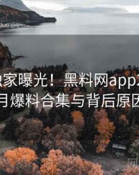 0792. 独家曝光！黑料网app2025年7月爆料合集与背后原因